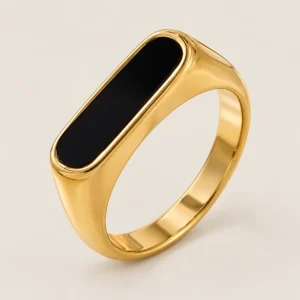 Anillo cintillo liso dorado de acero
