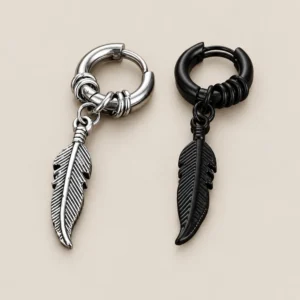 Caravanas de pluma unisex de acero quirúrgico