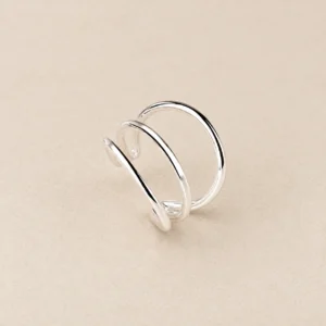 Ear cuff plateado de diseño doble