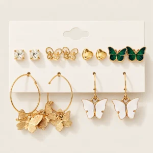 Set de caravanas doradas mariposas