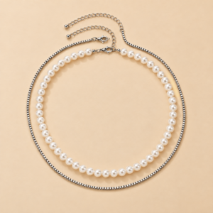 Collar conjunto perlas y cadena