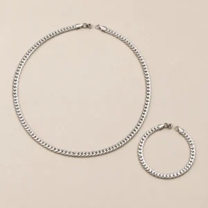 Conjunto de collar y pulsera para hombre de acero quirúrgico