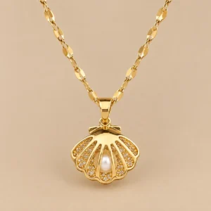 Collar dorado con dije de perla