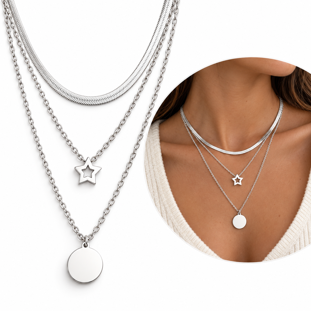 Set de collares plateados - Imagen 4