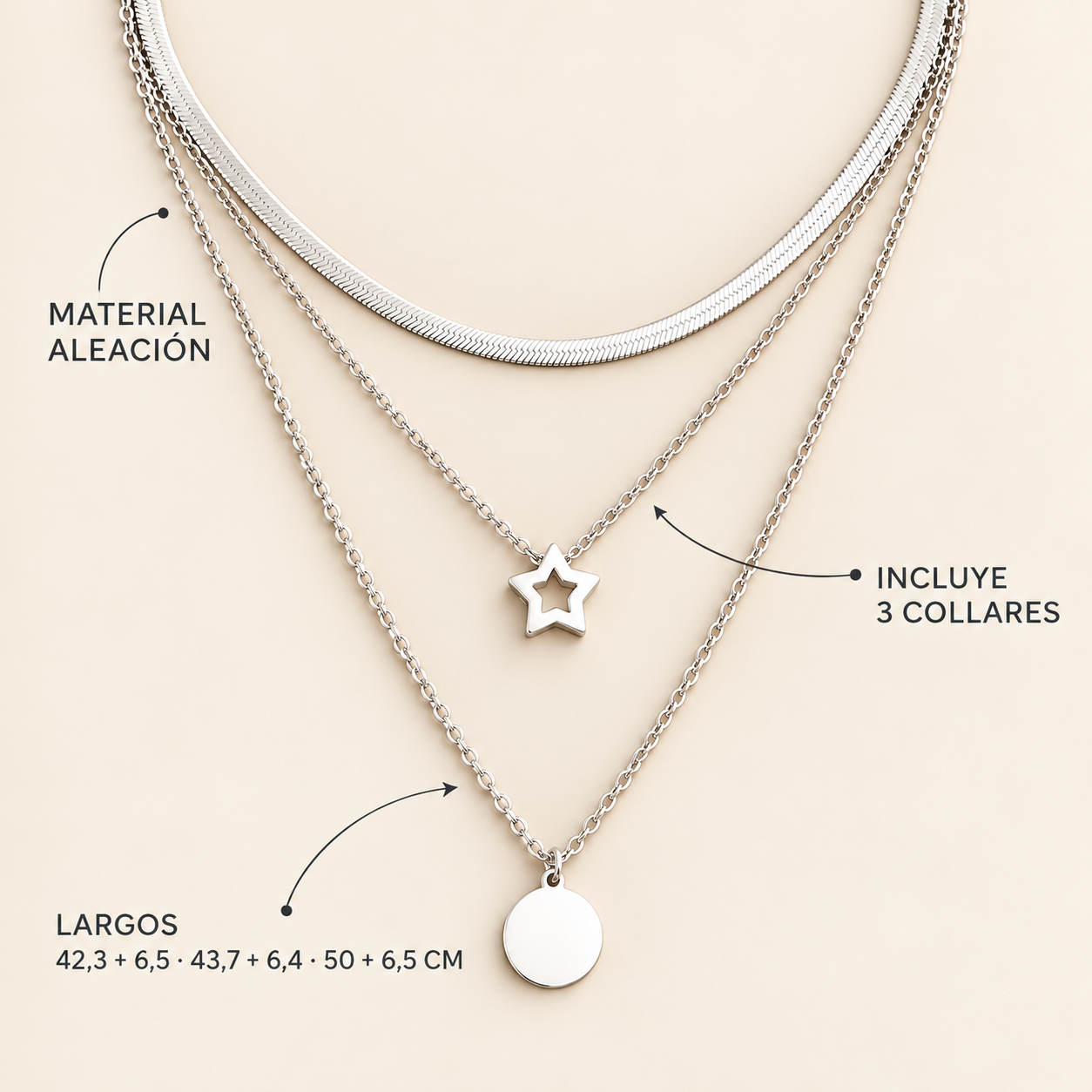 Set de collares plateados - Imagen 5