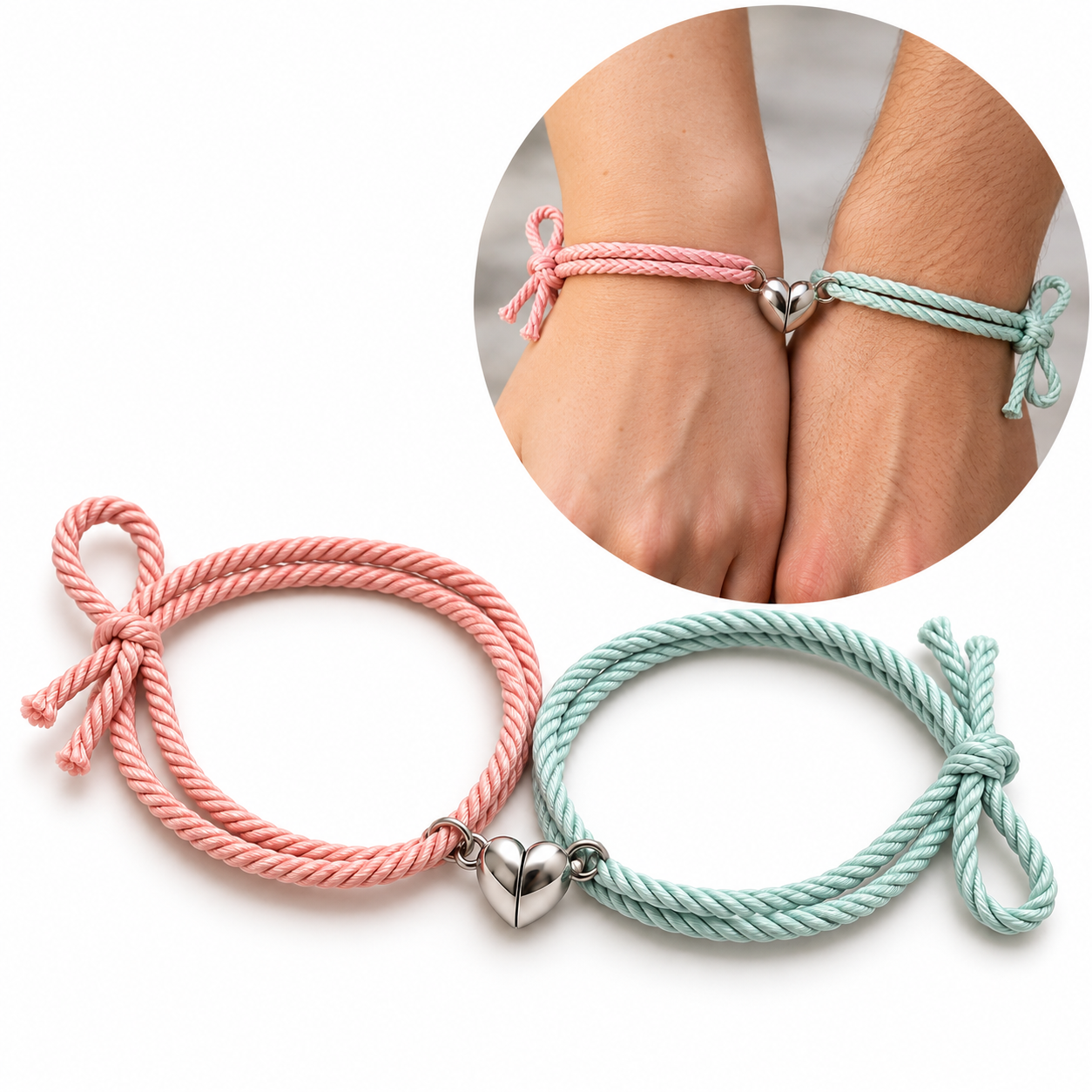 Pulseras imantadas con corazón para compartir - Imagen 3