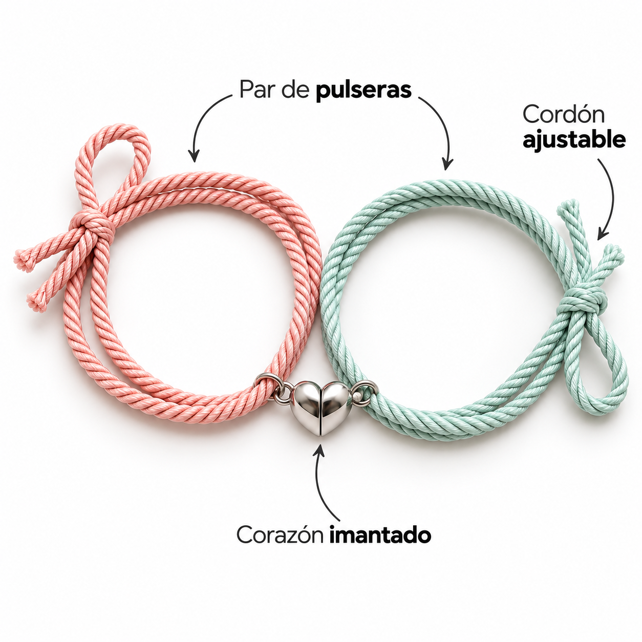 Pulseras imantadas con corazón para compartir - Imagen 4