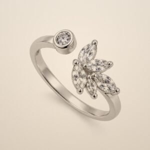 Anillo de espiga con punto de luz en plata 925