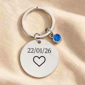 Llavero medalla personalizable con dije azul