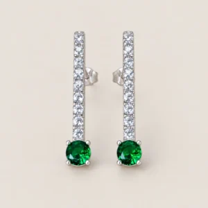 Caravanas de barra con circonias y piedra verde