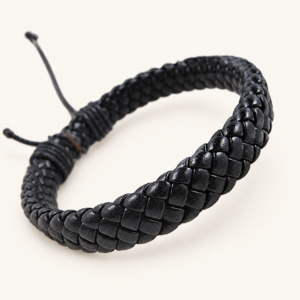 Pulsera negra trenzada ajustable