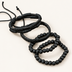 Set de 4 pulseras para hombre de símil cuero