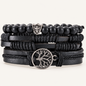 Set de pulseras para hombre de símil cuero