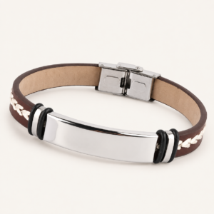 Pulsera para hombre marrón de símil cuero