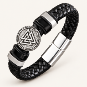 Pulsera vikinga de símil cuero trenzado para hombre