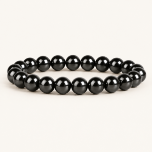 Pulsera negra elástica símil obsidiana