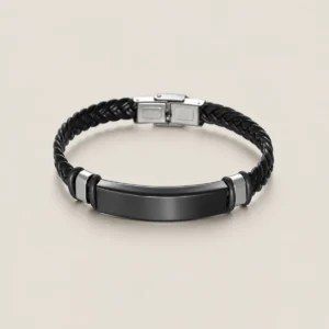 Pulsera Hombre Trenzado Con Placa