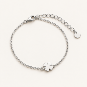 Pulsera con dije de trébol de acero quirúrgico