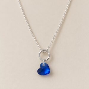 Cadena de plata 925 con corazón de cristal azul de 45 cm